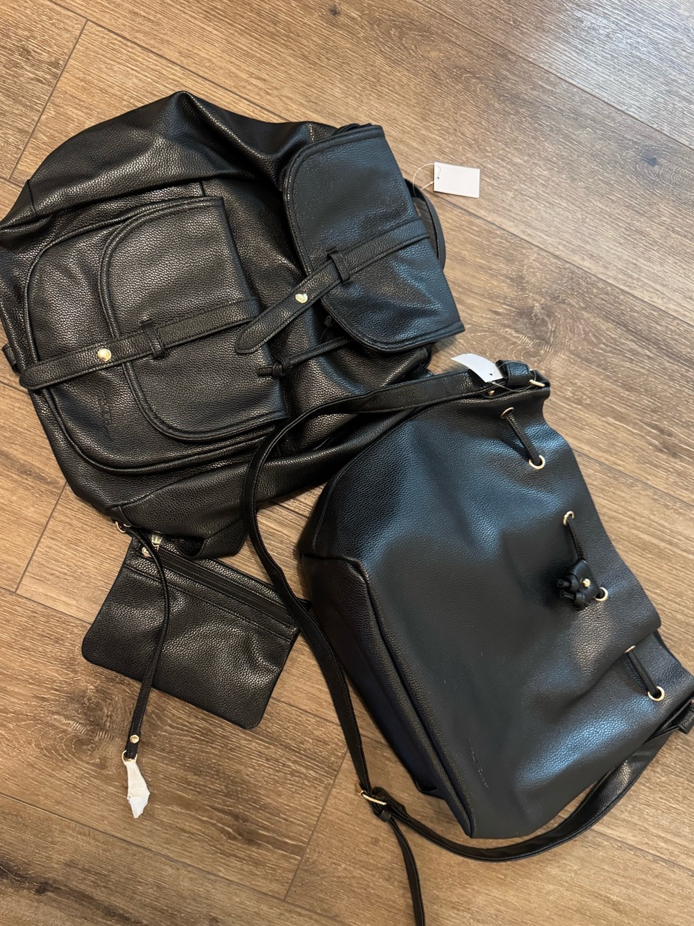 Classic Black Drawstring Backpack - Brand Unspecified